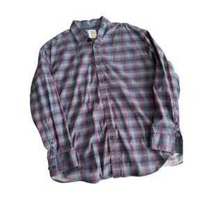 Mens Society Of Threads Comfort Stretch Slim Fit Plaid Long Sleeve Button-Down S